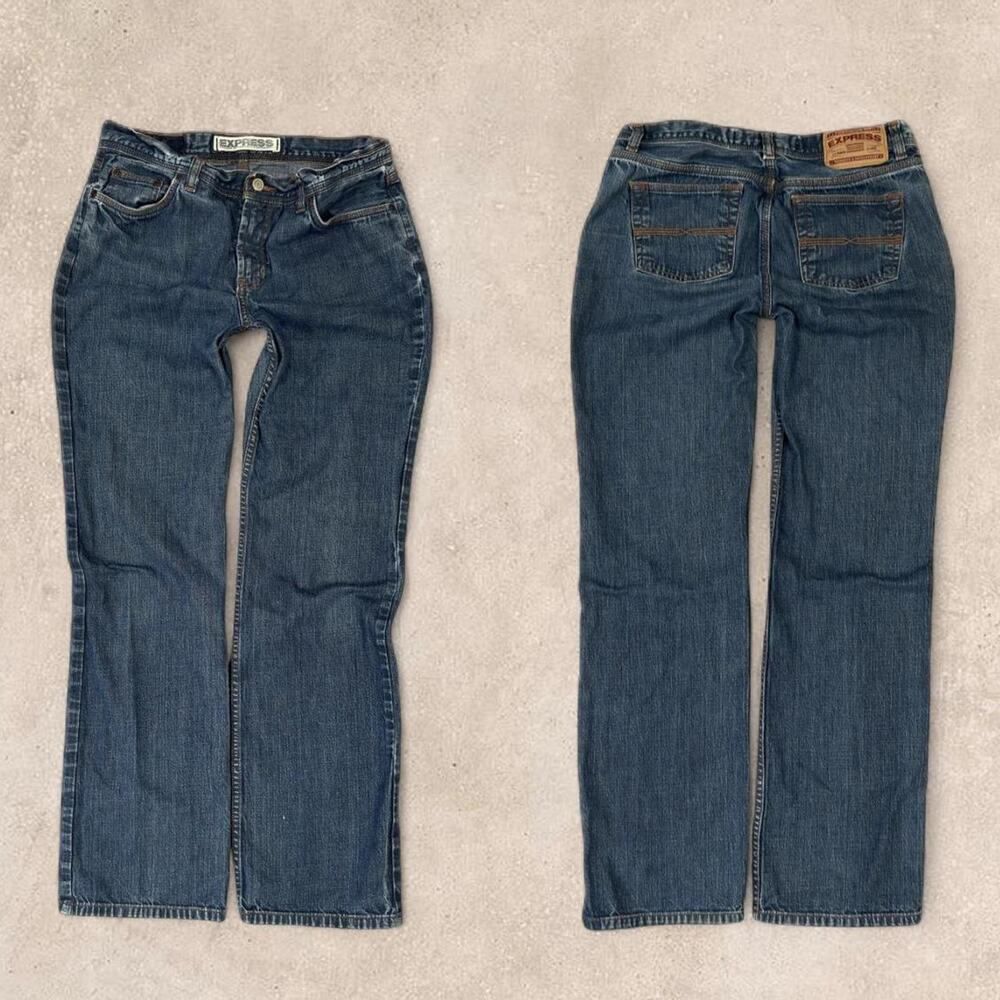 Y2K low rise bootcut vintage Express rigid denim jeans 7/8